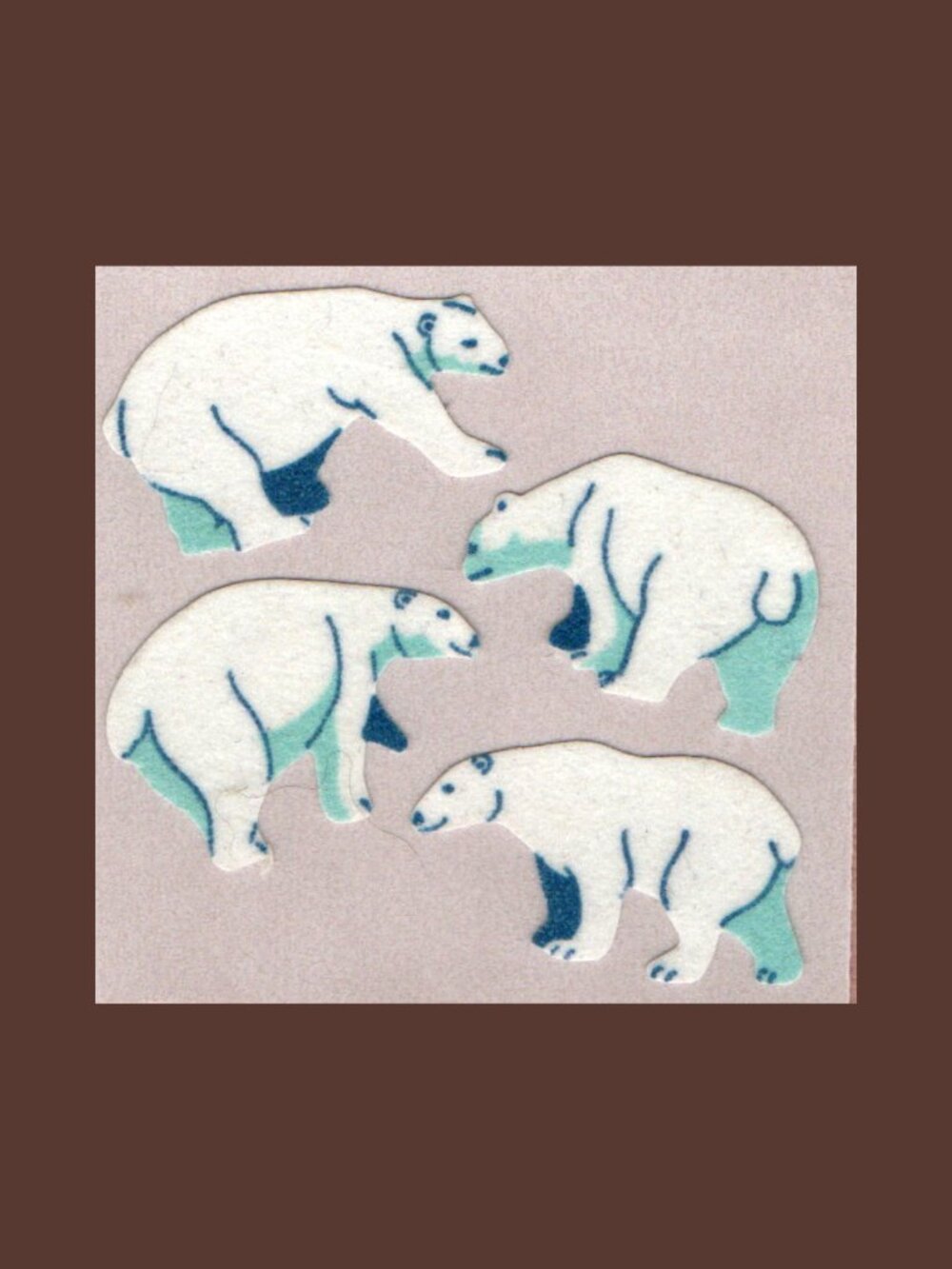 5/$20 Great 7 Fuzzy Polar Bear Vintage Stickers (Like Sandylion)
